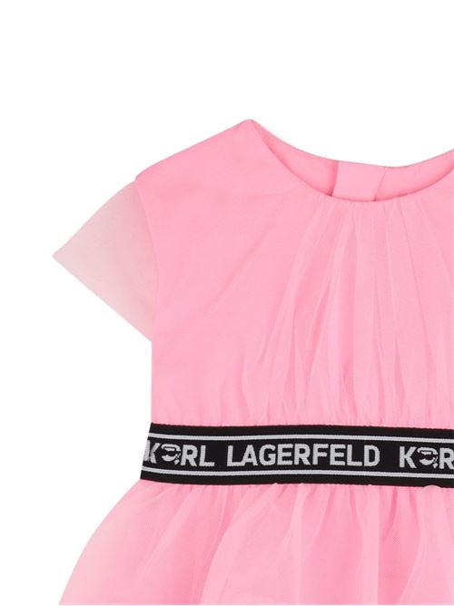 Abito bambina Karl Lagerfeld rosa con logo Karl Lagerfeld Kids | Z31059462